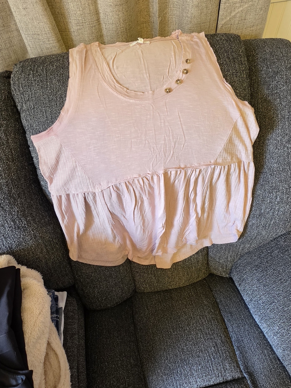 Maurices Light Pink Button-Accent Peplum Tank